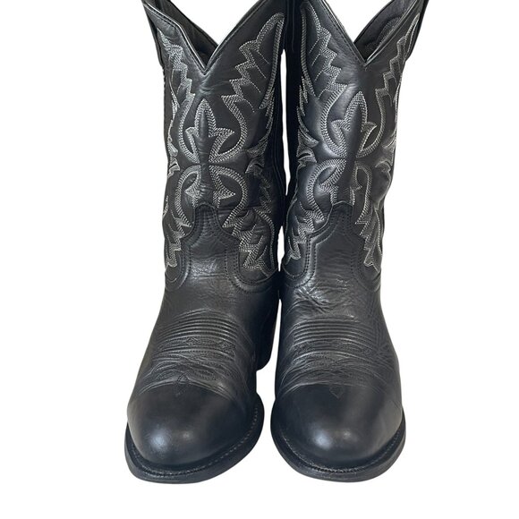 Laredo Black Leather Western Cowboy Boots Men 9D Ranch Rodeo Vintage Country - Picture 10 of 11